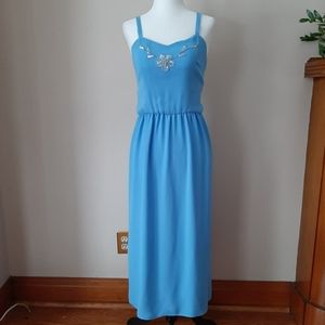 Baby Blue Strappy Gown With Elasticized Waist Sequin Bodice